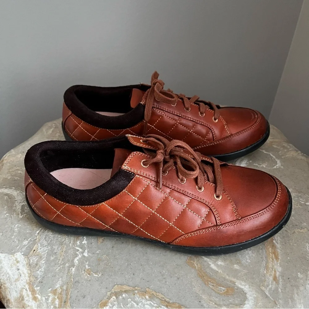 Anodyne Women’s 9 Rust Red Leather Stylish Quilted Diabetic Shoes